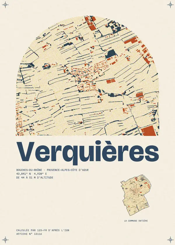 Affiche de Verquières, calculée par 123-fr d'après l'IGN