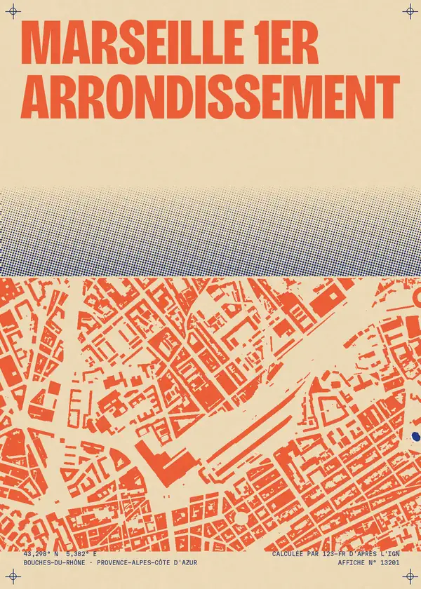 Affiche de Marseille 1er Arrondissement, calculée par 123-fr d'après l'IGN