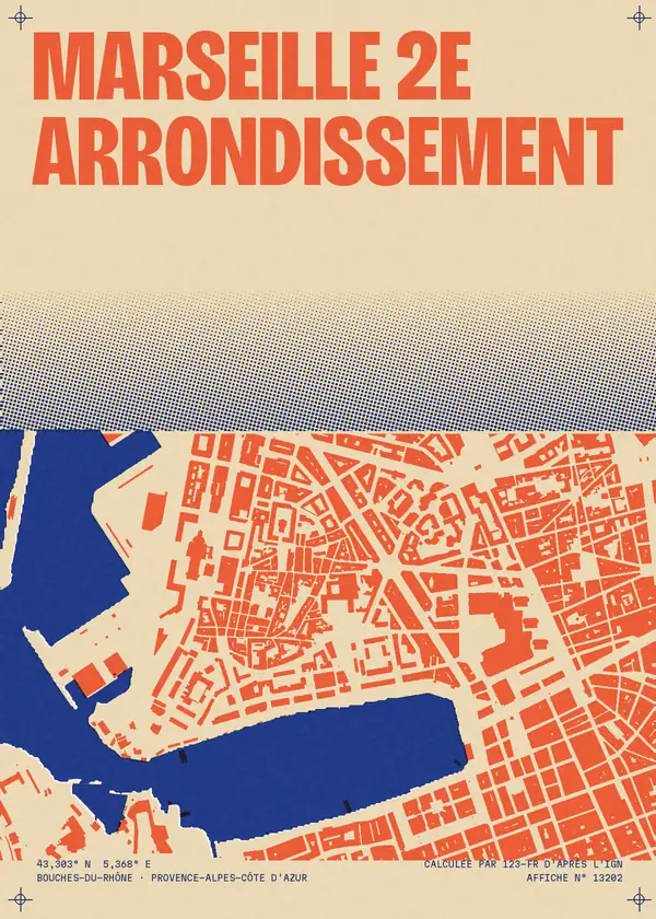 Affiche de Marseille 2e Arrondissement, calculée par 123-fr d'après l'IGN