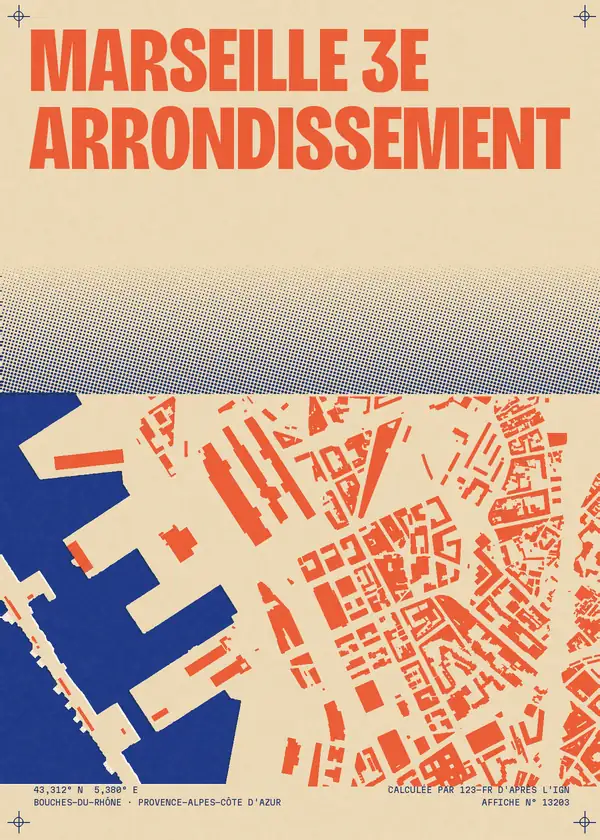 Affiche de Marseille 3e Arrondissement, calculée par 123-fr d'après l'IGN