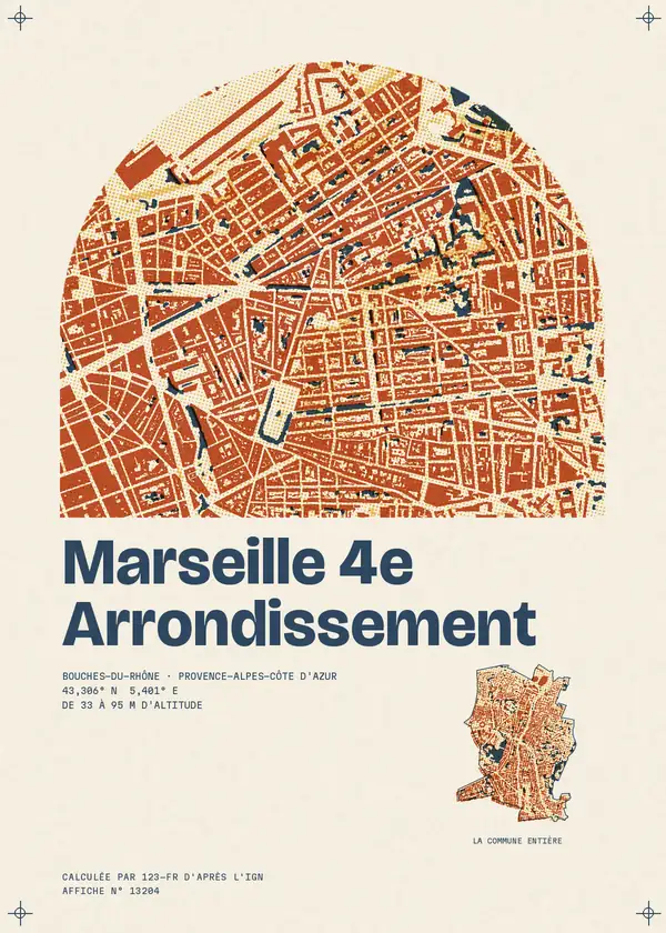 Affiche de Marseille 4e Arrondissement, calculée par 123-fr d'après l'IGN