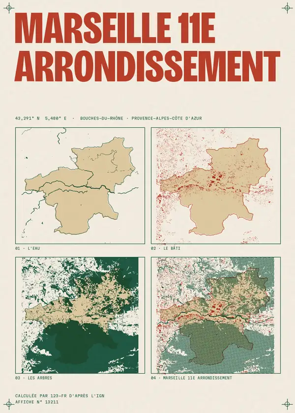 Affiche de Marseille 11e Arrondissement, calculée par 123-fr d'après l'IGN