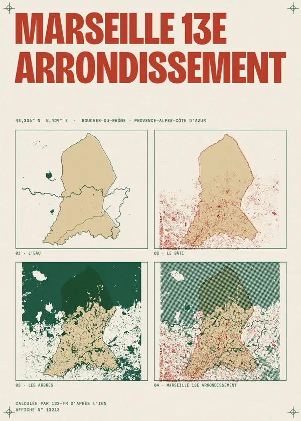 Affiche de Marseille 13e Arrondissement, calculée par 123-fr d'après l'IGN