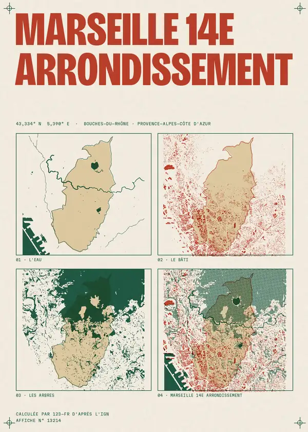 Affiche de Marseille 14e Arrondissement, calculée par 123-fr d'après l'IGN