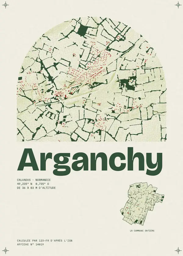 Affiche de Arganchy, calculée par 123-fr d'après l'IGN