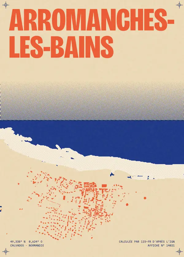 Affiche de Arromanches-les-Bains, calculée par 123-fr d'après l'IGN
