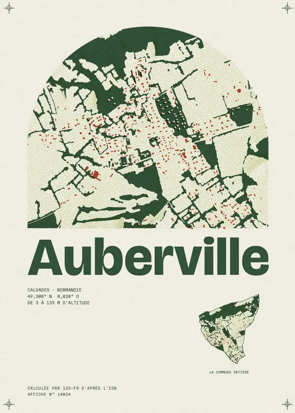 Affiche de Auberville, calculée par 123-fr d'après l'IGN