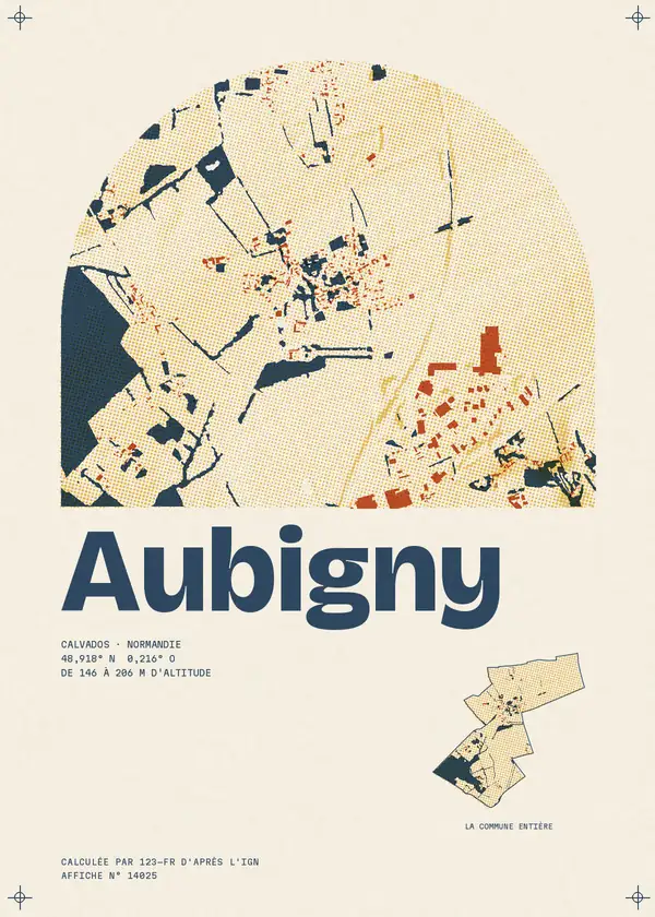 Affiche de Aubigny, calculée par 123-fr d'après l'IGN