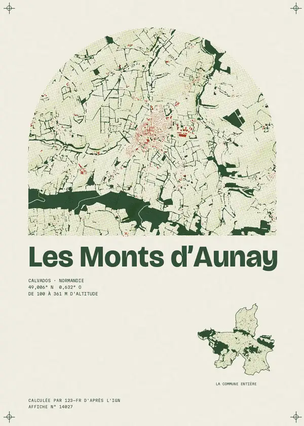 Affiche de Les Monts d'Aunay, calculée par 123-fr d'après l'IGN