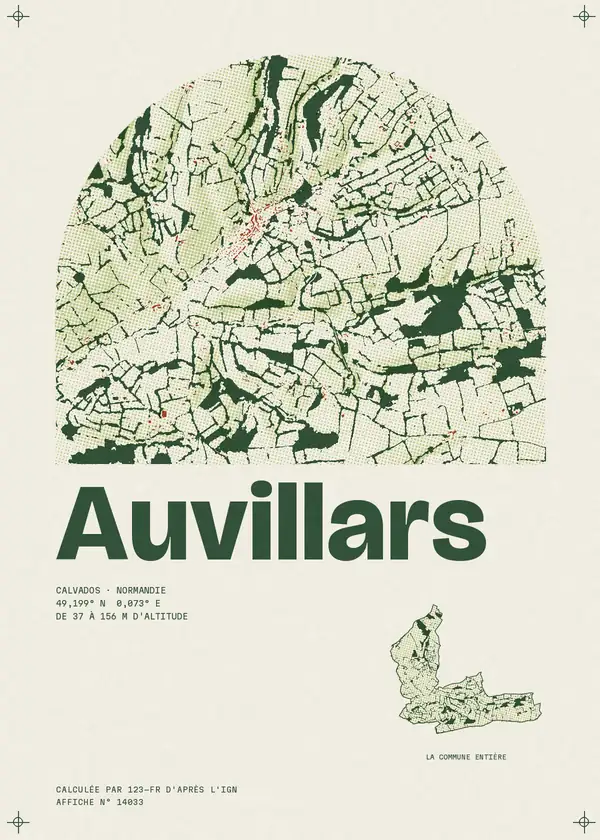Affiche de Auvillars, calculée par 123-fr d'après l'IGN