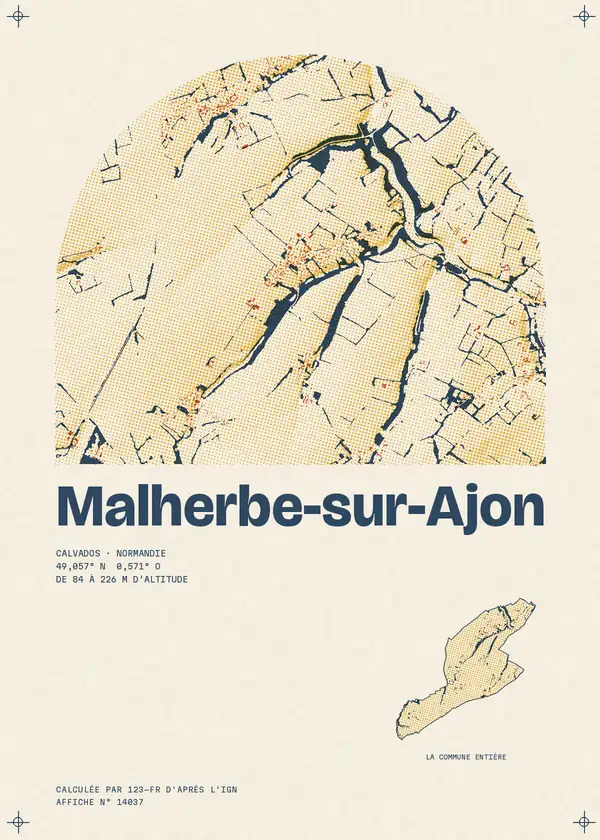 Affiche de Malherbe-sur-Ajon, calculée par 123-fr d'après l'IGN