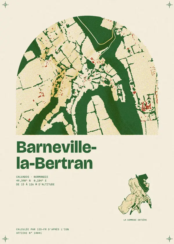 Affiche de Barneville-la-Bertran, calculée par 123-fr d'après l'IGN