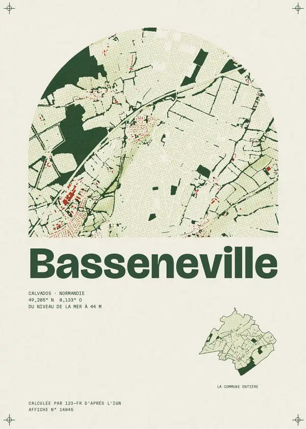 Affiche de Basseneville, calculée par 123-fr d'après l'IGN