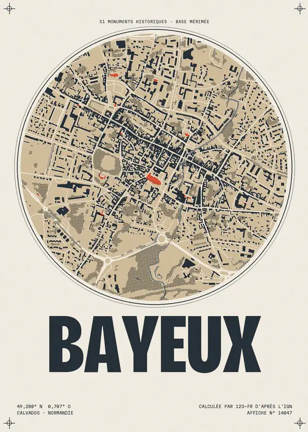Affiche de Bayeux, calculée par 123-fr d'après l'IGN