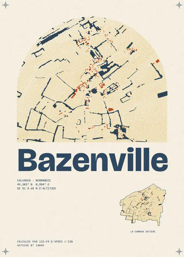 Affiche de Bazenville, calculée par 123-fr d'après l'IGN