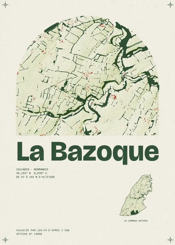 Affiche de La Bazoque, calculée par 123-fr d'après l'IGN