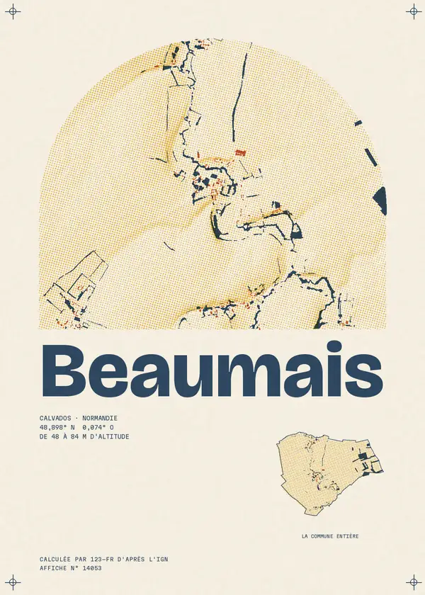 Affiche de Beaumais, calculée par 123-fr d'après l'IGN