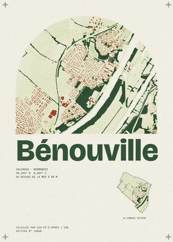 Affiche de Bénouville, calculée par 123-fr d'après l'IGN