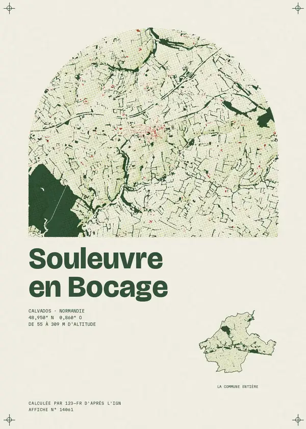 Affiche de Souleuvre en Bocage, calculée par 123-fr d'après l'IGN