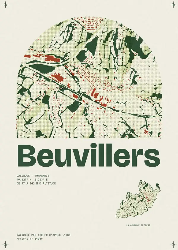 Affiche de Beuvillers, calculée par 123-fr d'après l'IGN