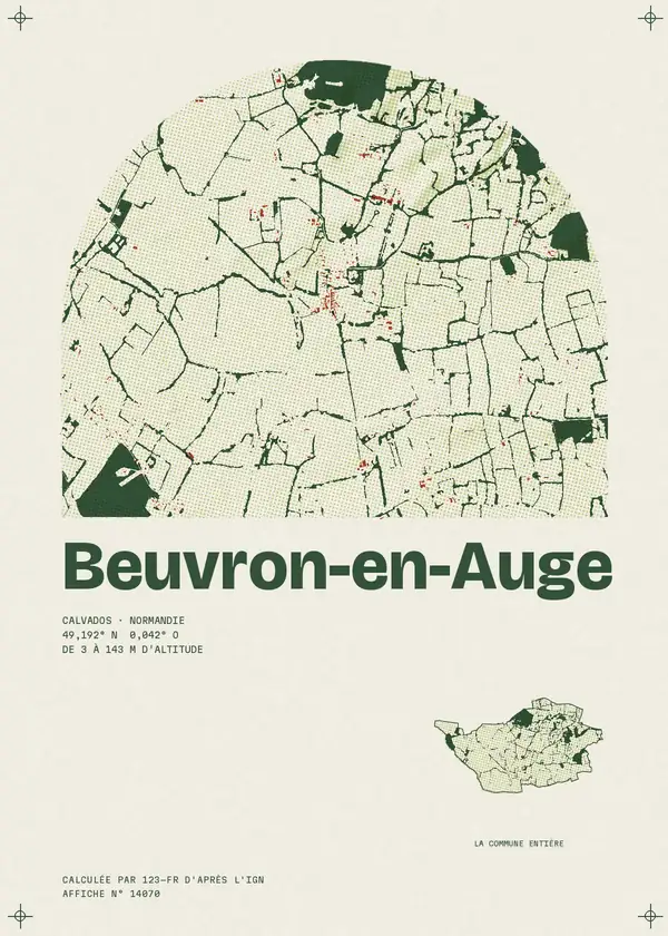 Affiche de Beuvron-en-Auge, calculée par 123-fr d'après l'IGN