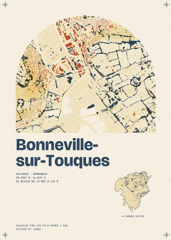 Affiche de Bonneville-sur-Touques, calculée par 123-fr d'après l'IGN