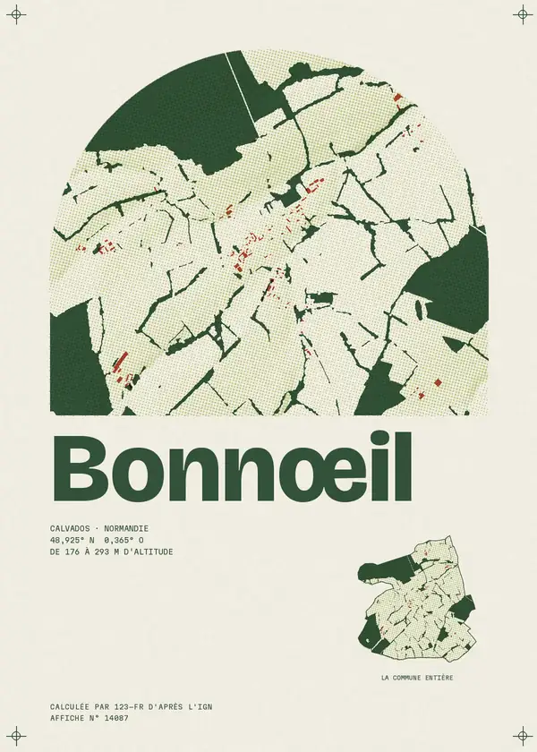 Affiche de Bonnœil, calculée par 123-fr d'après l'IGN