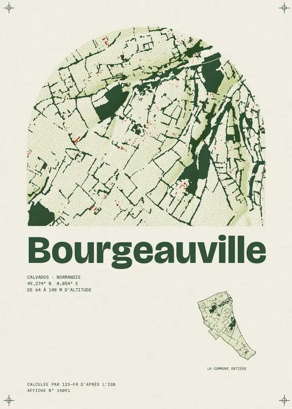 Affiche de Bourgeauville, calculée par 123-fr d'après l'IGN