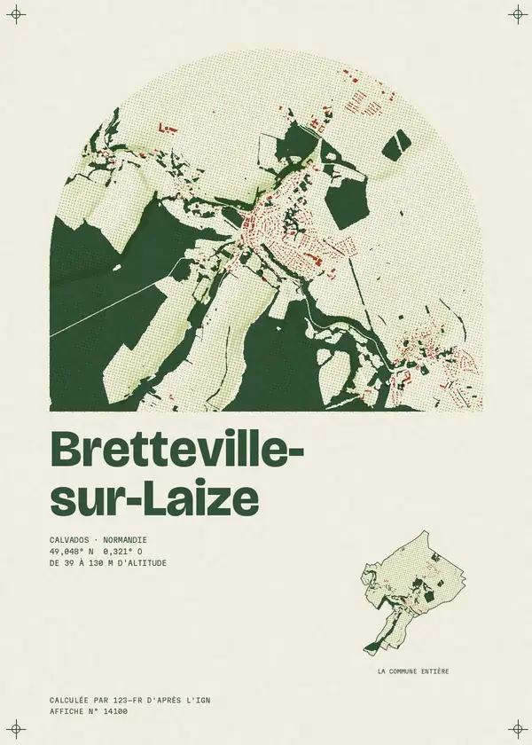Affiche de Bretteville-sur-Laize, calculée par 123-fr d'après l'IGN