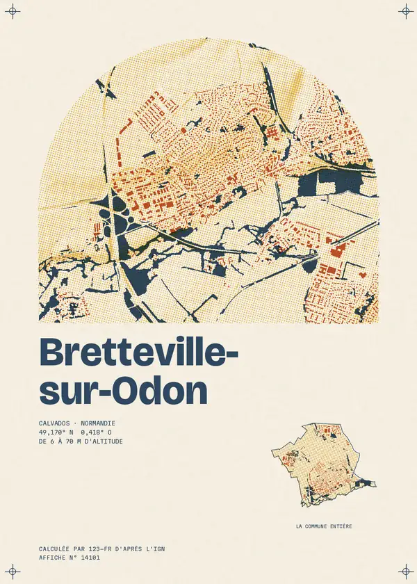 Affiche de Bretteville-sur-Odon, calculée par 123-fr d'après l'IGN