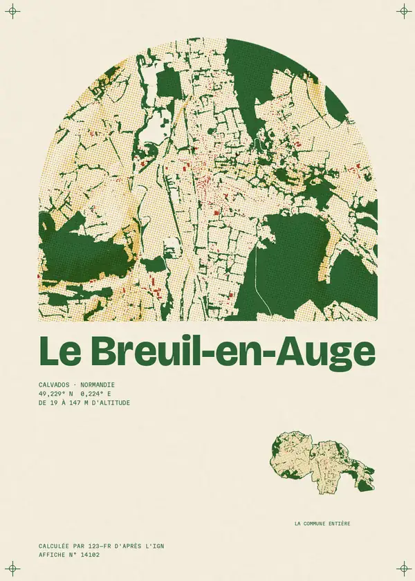 Affiche de Le Breuil-en-Auge, calculée par 123-fr d'après l'IGN
