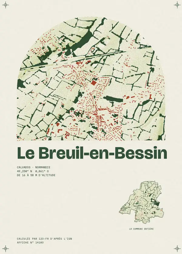 Affiche de Le Breuil-en-Bessin, calculée par 123-fr d'après l'IGN