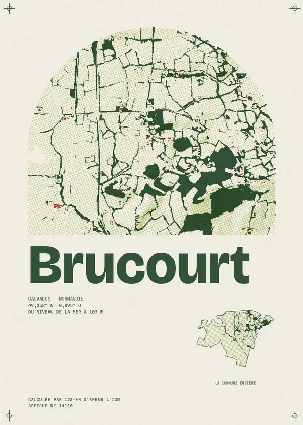 Affiche de Brucourt, calculée par 123-fr d'après l'IGN