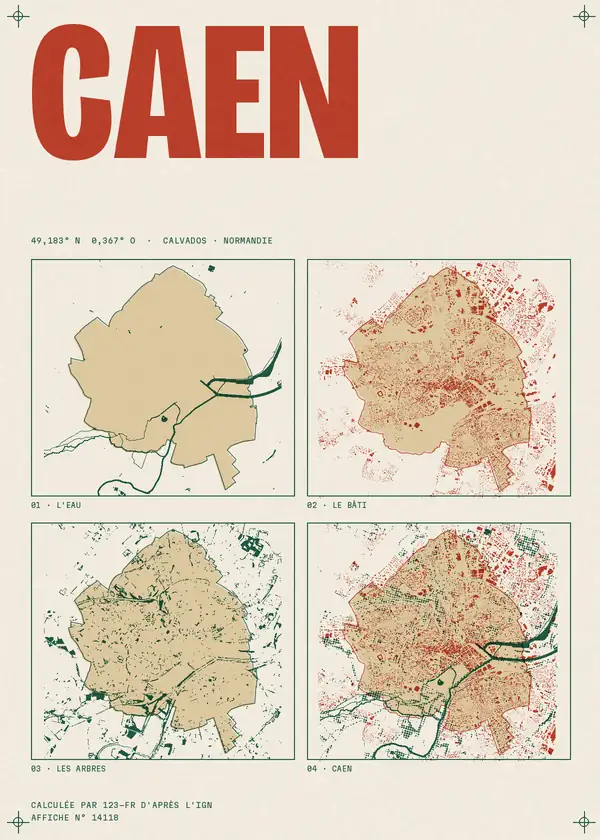 Affiche de Caen, calculée par 123-fr d'après l'IGN