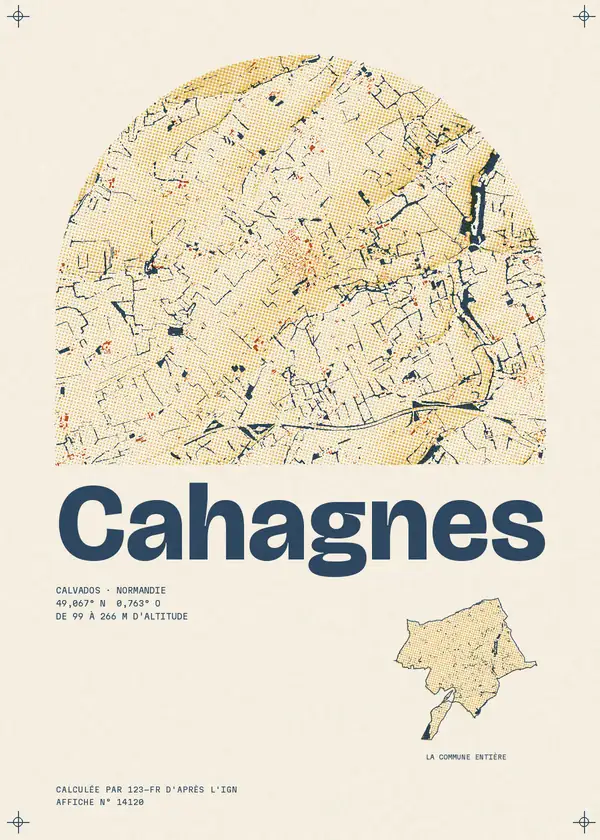 Affiche de Cahagnes, calculée par 123-fr d'après l'IGN