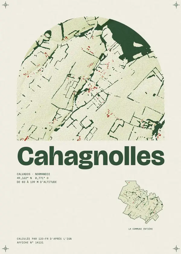 Affiche de Cahagnolles, calculée par 123-fr d'après l'IGN
