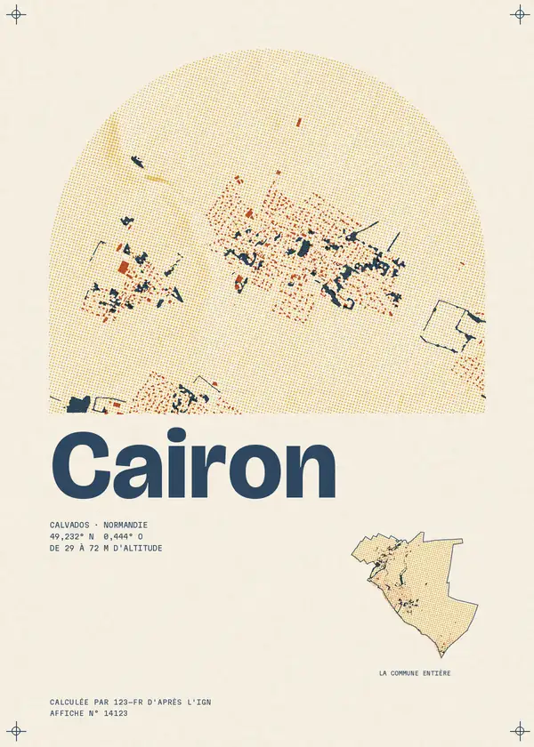 Affiche de Cairon, calculée par 123-fr d'après l'IGN