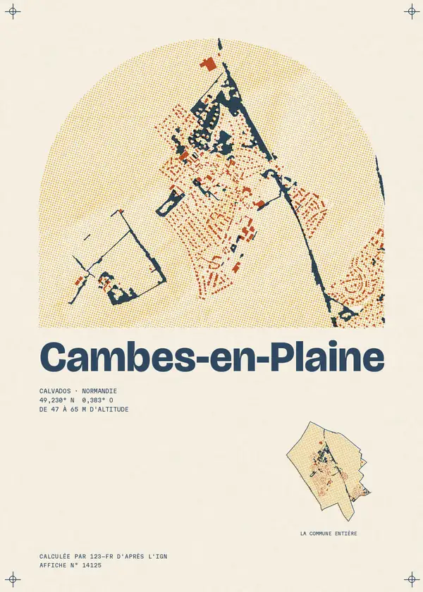 Affiche de Cambes-en-Plaine, calculée par 123-fr d'après l'IGN