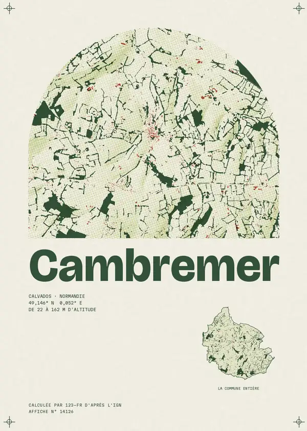 Affiche de Cambremer, calculée par 123-fr d'après l'IGN