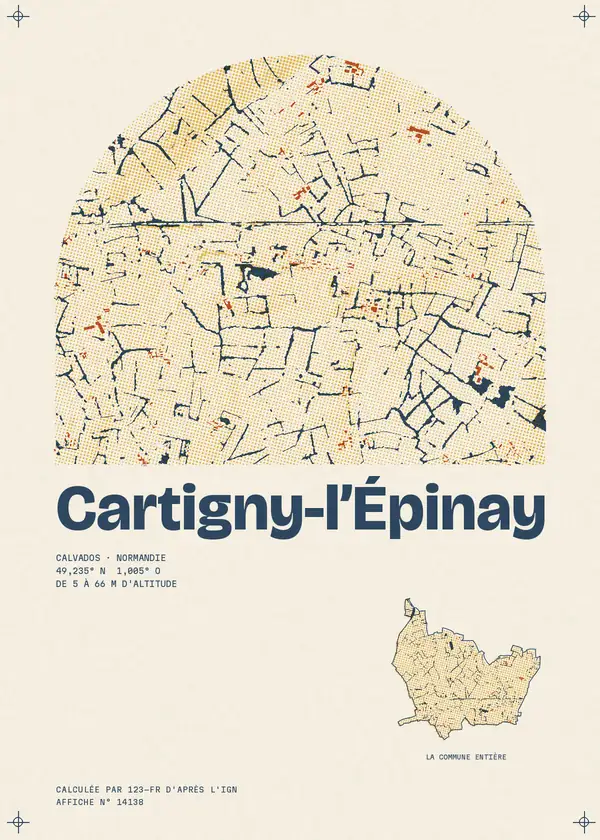 Affiche de Cartigny-l'Épinay, calculée par 123-fr d'après l'IGN