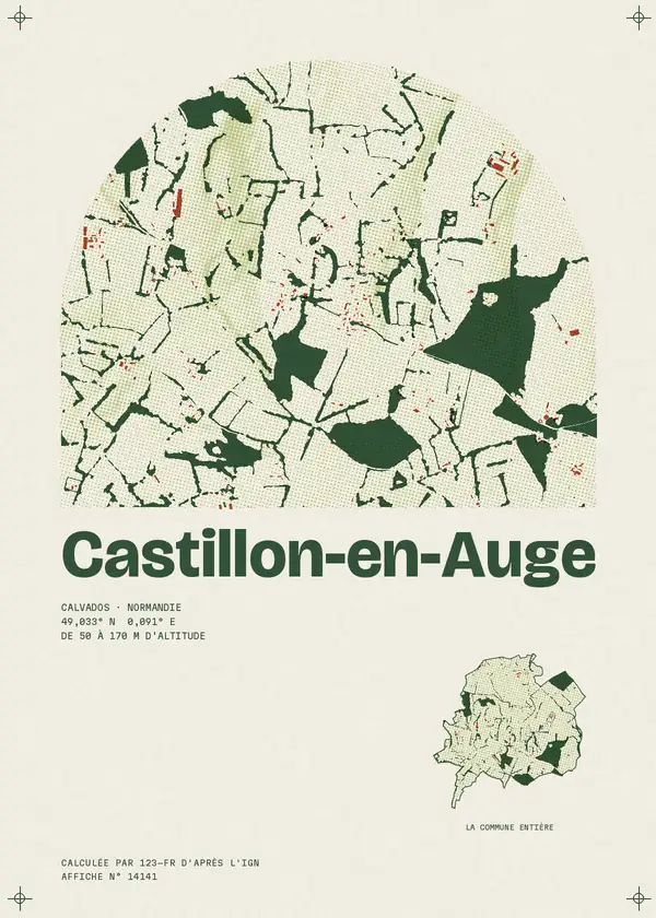 Affiche de Castillon-en-Auge, calculée par 123-fr d'après l'IGN