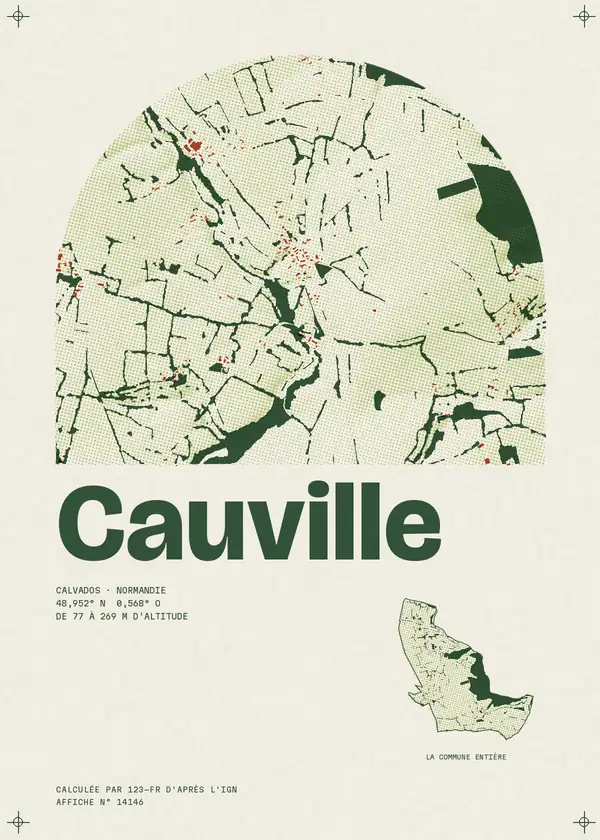 Affiche de Cauville, calculée par 123-fr d'après l'IGN