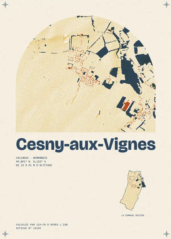 Affiche de Cesny-aux-Vignes, calculée par 123-fr d'après l'IGN