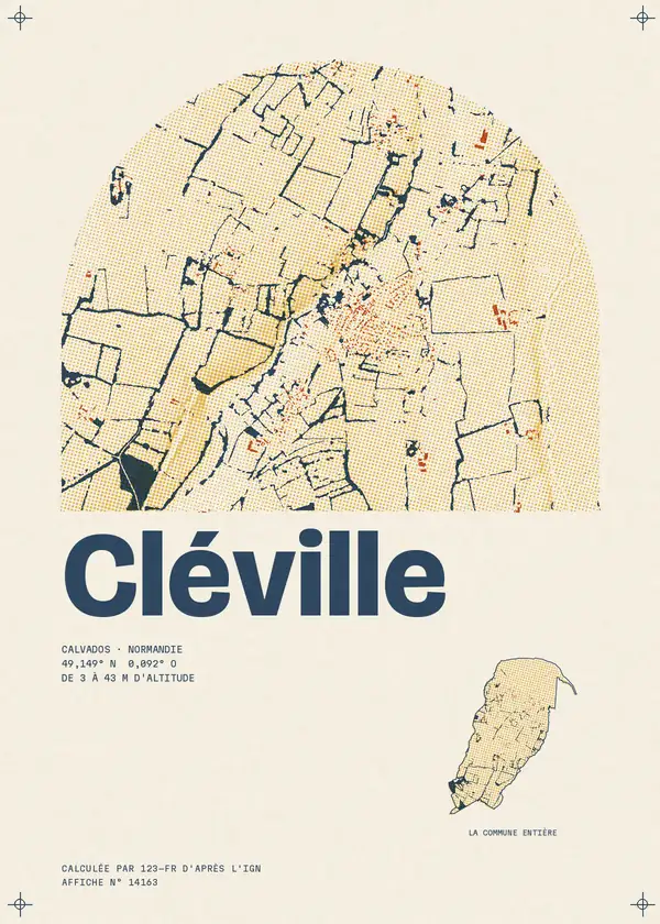 Affiche de Cléville, calculée par 123-fr d'après l'IGN