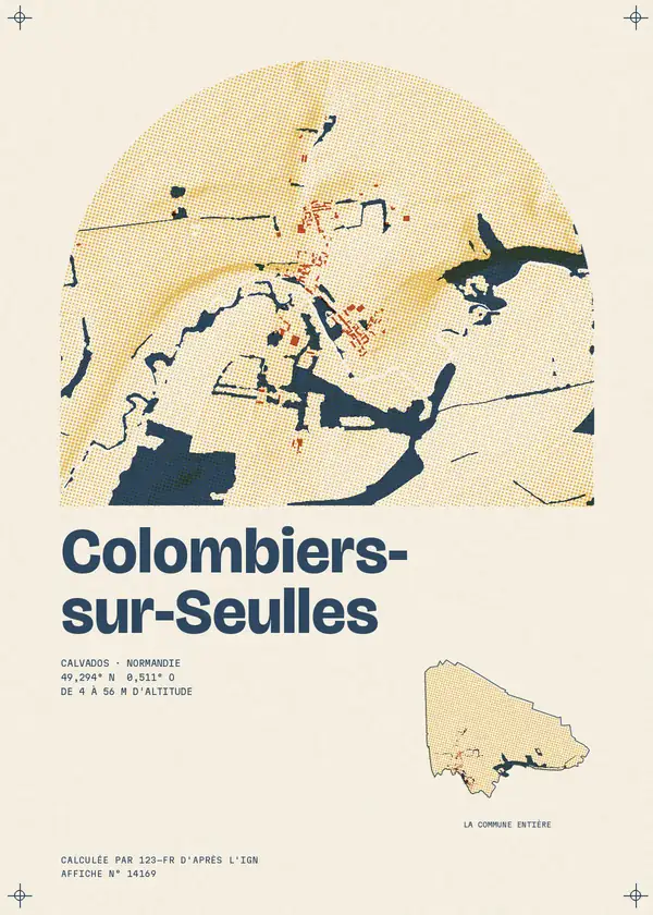 Affiche de Colombiers-sur-Seulles, calculée par 123-fr d'après l'IGN