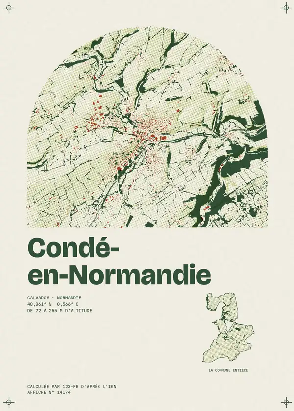 Affiche de Condé-en-Normandie, calculée d'après l'IGN