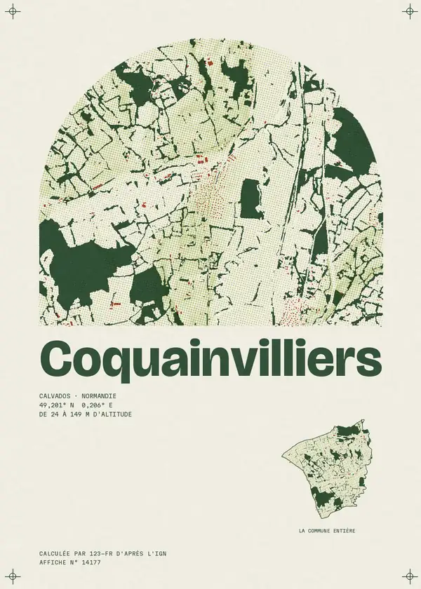 Affiche de Coquainvilliers, calculée par 123-fr d'après l'IGN