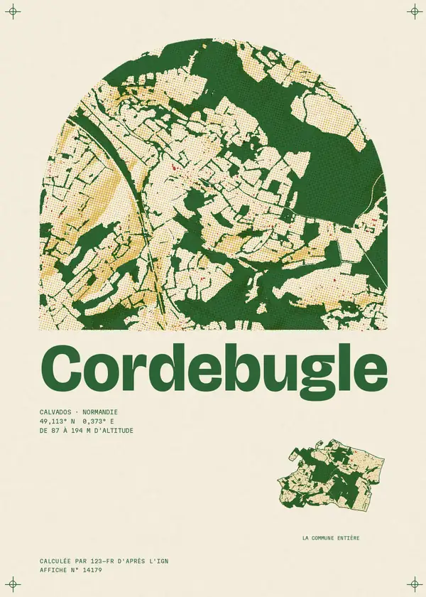 Affiche de Cordebugle, calculée par 123-fr d'après l'IGN
