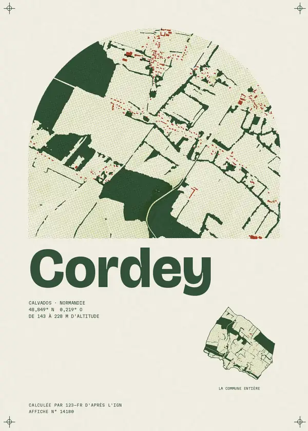 Affiche de Cordey, calculée par 123-fr d'après l'IGN