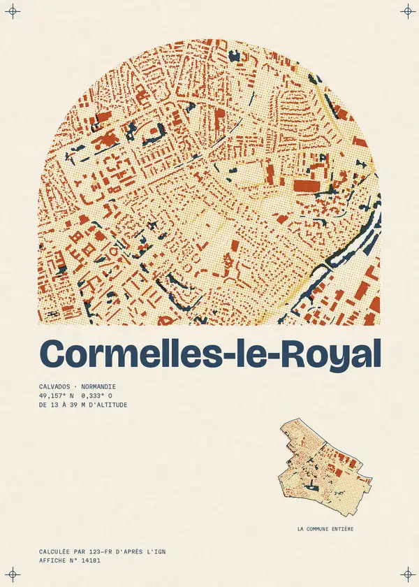 Affiche de Cormelles-le-Royal, calculée par 123-fr d'après l'IGN